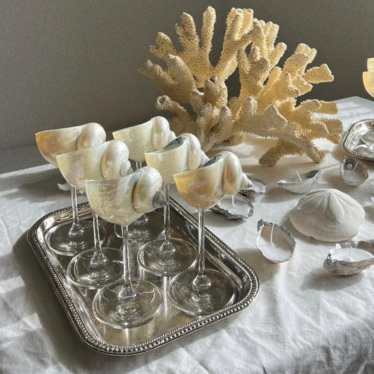 Handmade Natural Shell Transparent Base Wine Glasses