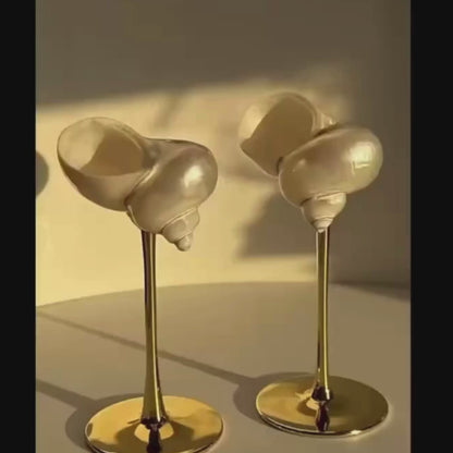 Handmade Natural Shell Metal Base Wine Glasses