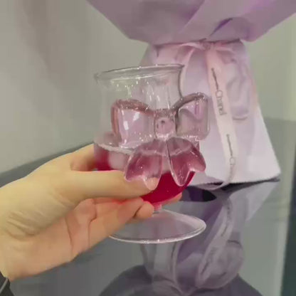 Luxury Large Pink Bow Goblet Wine Glass