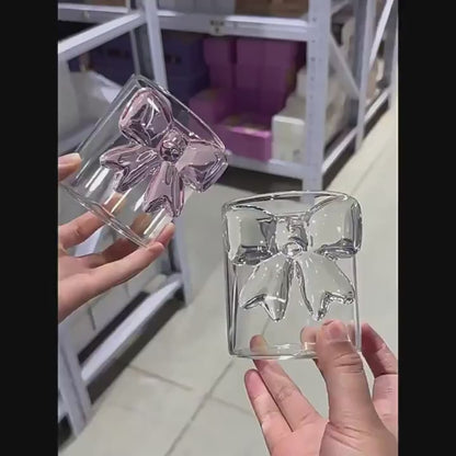Luxury Large Pink Bow Glass Cup
