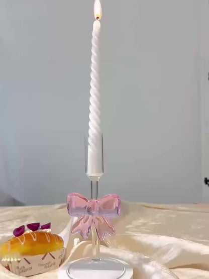 Luxury Large Pink Bow Glass Candle Holder