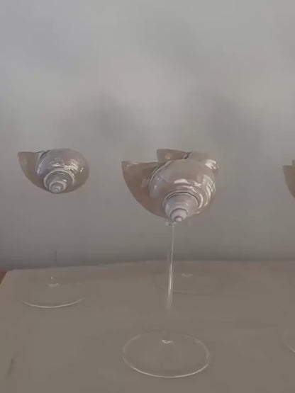 Handmade Natural Shell Transparent Base Wine Glasses