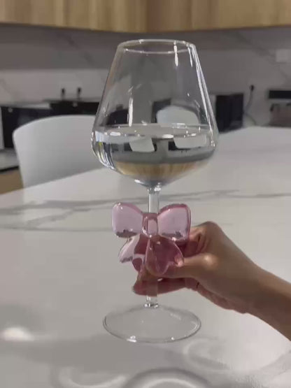 Luxury Large Pink Bow Wine Glass